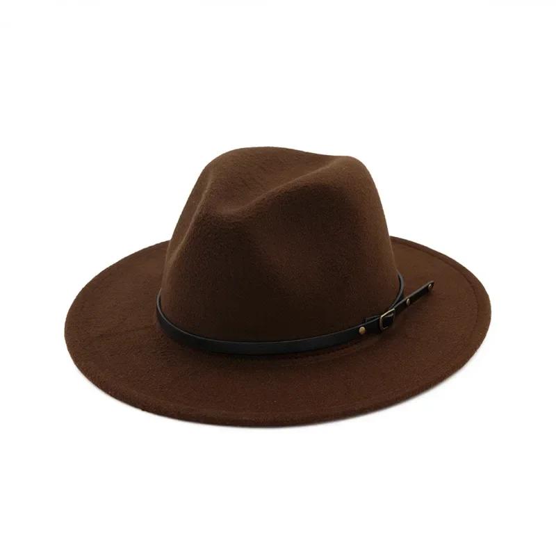 Men Fashion Simple Solid Color Vintage Wide Brim Hat Church Party Felt Jazz Cap Fashion Travel Hats Women Accessories Gifts