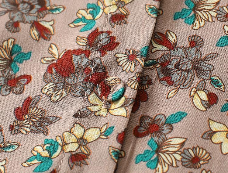 2026 Spring Retro Floral Midi Dress with Ruffle Collar and Tie Waist