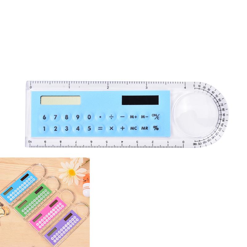1pcs Multifunction Student Ruler Gift Calculators Cute Colorful Mini Portable Solar Energy Counters