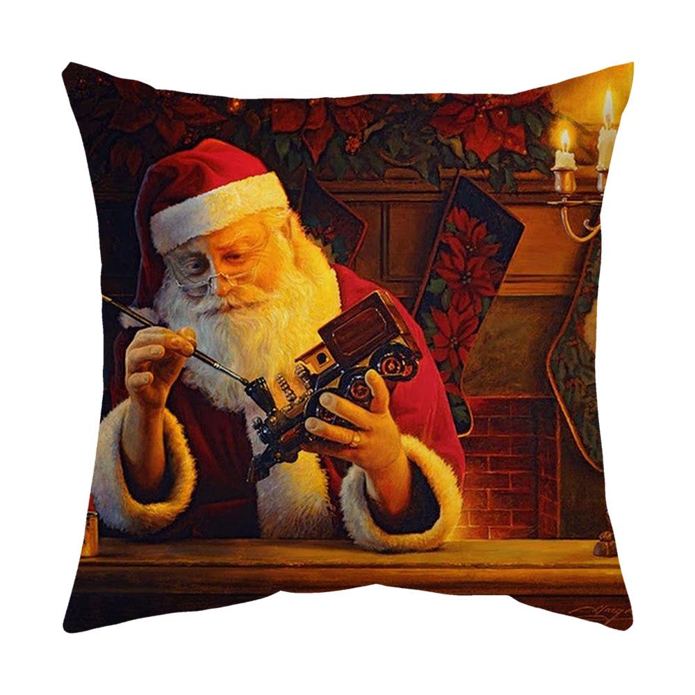 Pillow Cover Christmas Red Santa Claus Pillow Printed Cushion Pillow Cover