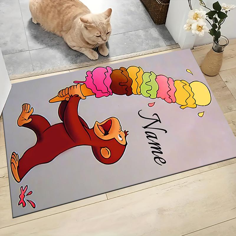 Custom Name Curious Monkey Adventures Carpet Rug Customizable Soft Washable Anti-Slip Home Living Room Sofa Mats Personalized Rug. 0909419