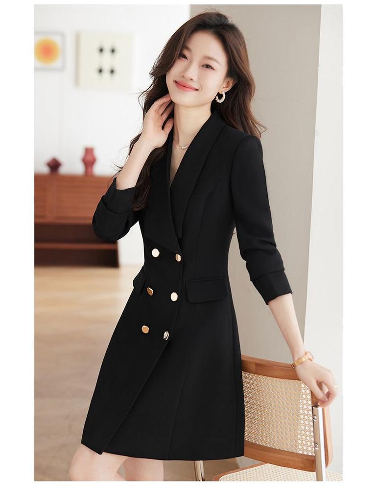 Women's Chic Black Suit Dress - High-end Outerwear for Autumn/Winter 2026