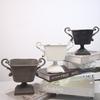 Vintage American Tall Flower Pot Cast Iron Wide Mouth Vase Living Room Decor Photo Prop