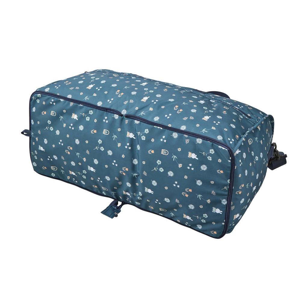 Folding Boston Bag, Large, Miffy HPL0004, B273, Navy Small Flowers