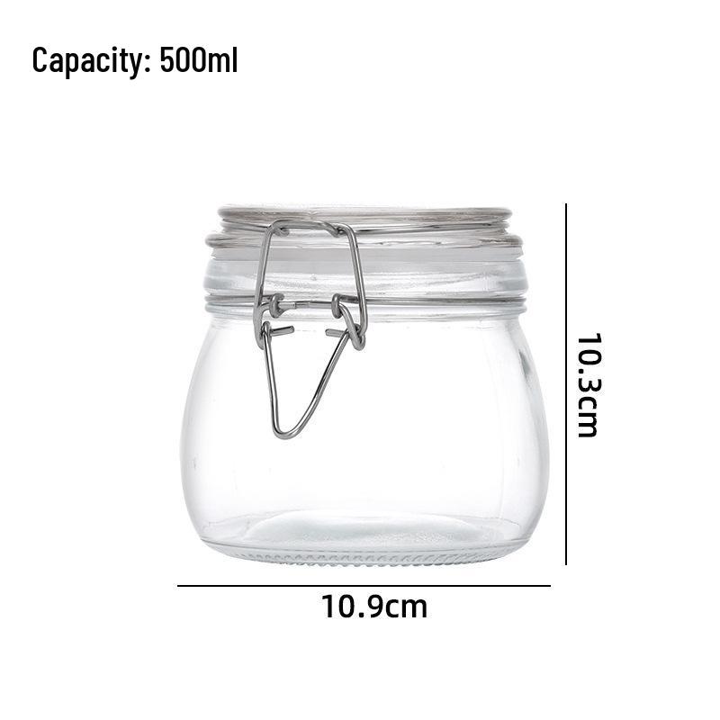 Glass Storage Jar with Stainless Steel Buckle for Tea, Grains, and Cereals