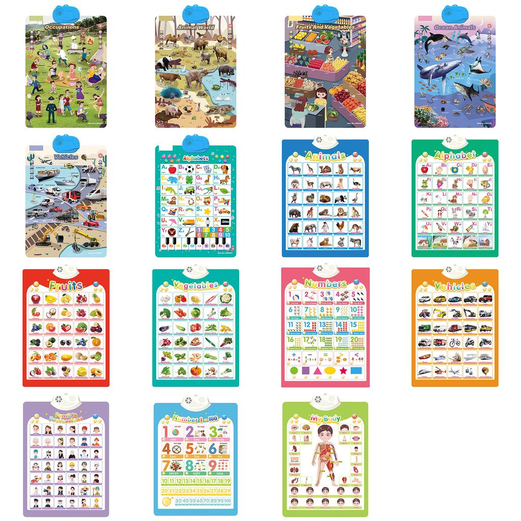 Diagramă de perete interactivă vorbitoare pentru copii Jucărie educativă pentru băieți și fete cu vârsta între 3-6 ani Jucărie distractivă pentru cogniție Alimentată cu baterii