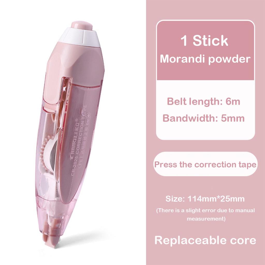 

6M*5MM Пресс-тип корректирующая лента со сменными стержнями Morandi Color Series для студентов школьные канцелярские принадлежности для офиса розовый