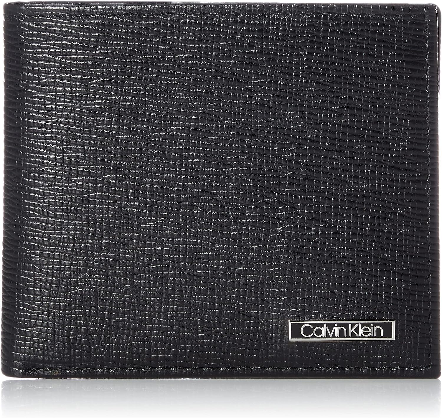 Calvin Klein CALVIN KLEIN Genuine with Coin Plate Black Bi-fold Wallet, Leather, Case, Logo, Men s, [Used]