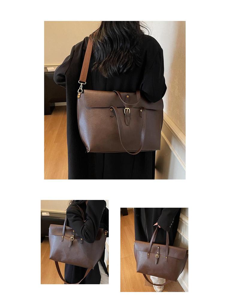 Women's Vintage Genuine Leather Shoulder Tote – Lightweight, Versatile Daily Commute Bag