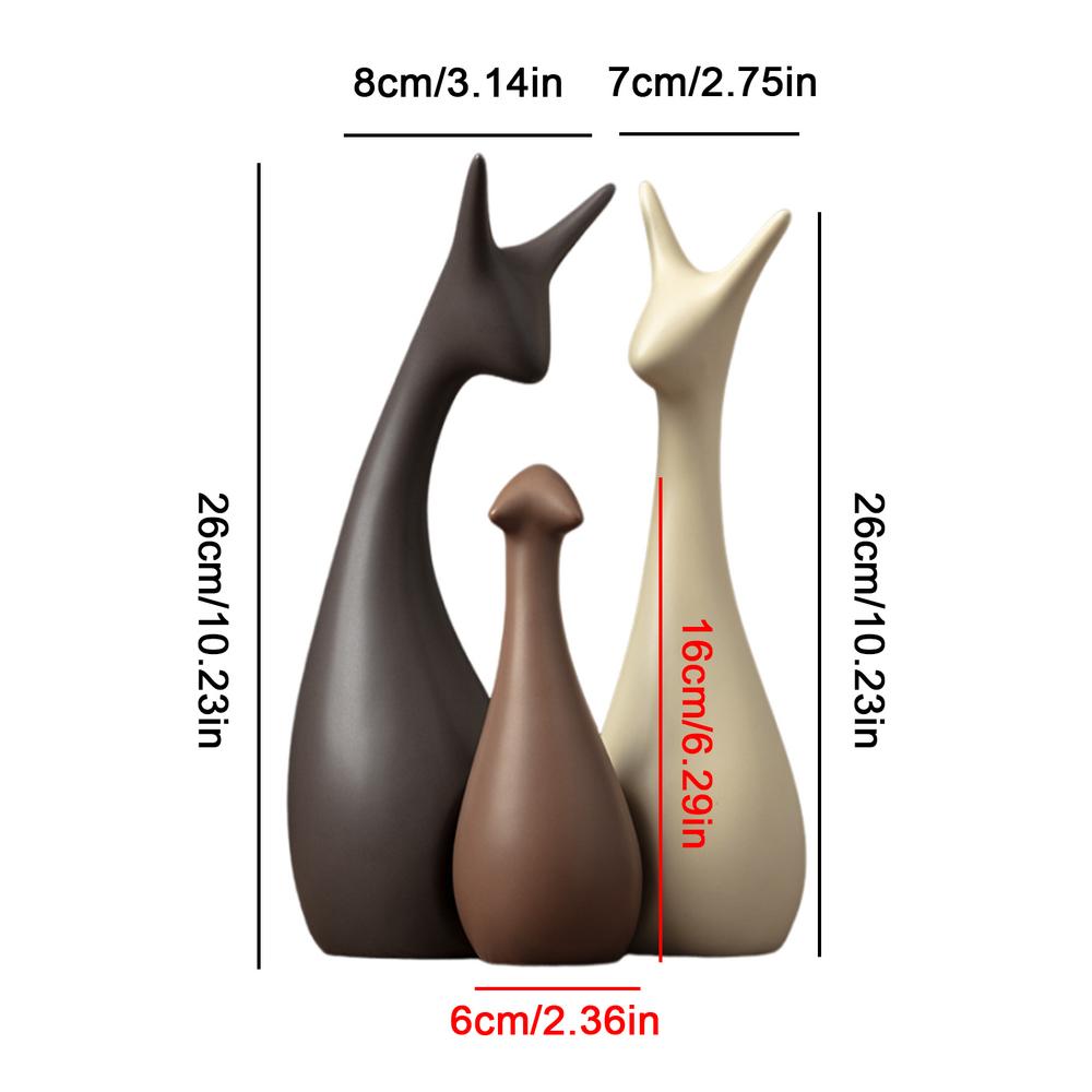 Family Of Three Figurine 3PCS Creative Ceramic Animal Sculpture Art Figurines For Family Lovely Home Accessories For Living Room