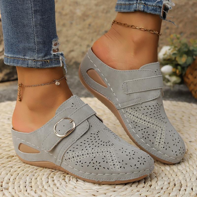 Wedge Heel Bag Head Half Slippers Platform Belt Buckle 43 Large Size Women's Shoes Wish Slippers