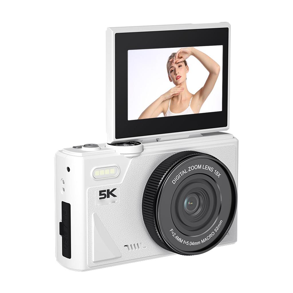 Digital Camera 5K 75MP HD 18X Zooming Autofocus 180 Degree   Screen Anti Shake Retro Digital Camera for Selfie Travel