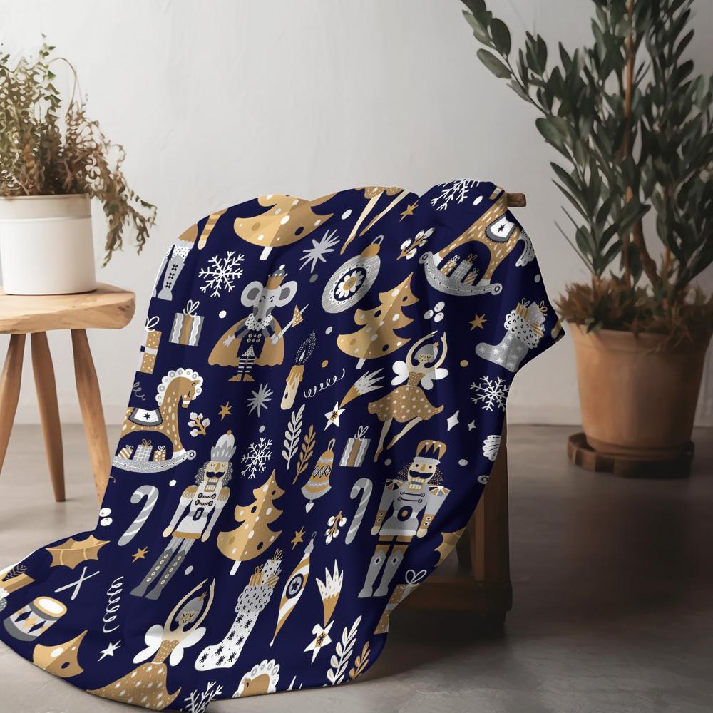 

Festive Christmas Throw Blanket Cozy Flannel Soft Warm Holiday Decor Gift Home Bedding Reindeer Santa Claus Pattern 75x90cm