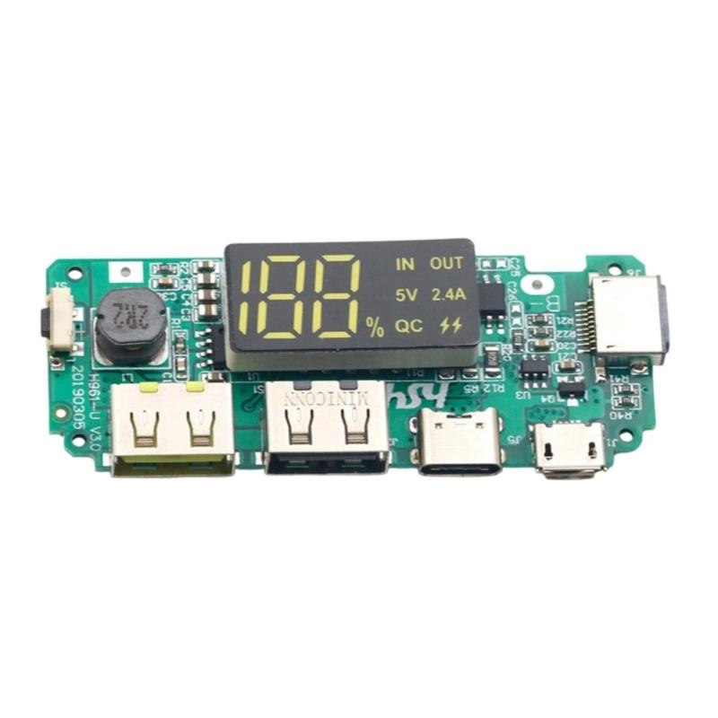 

Компактна плата заряду літій-іонного акумулятора 18650 Micros/USB C/Lightn вихід 5 В 2,4 А для DIY проектів мобільних павербанків
