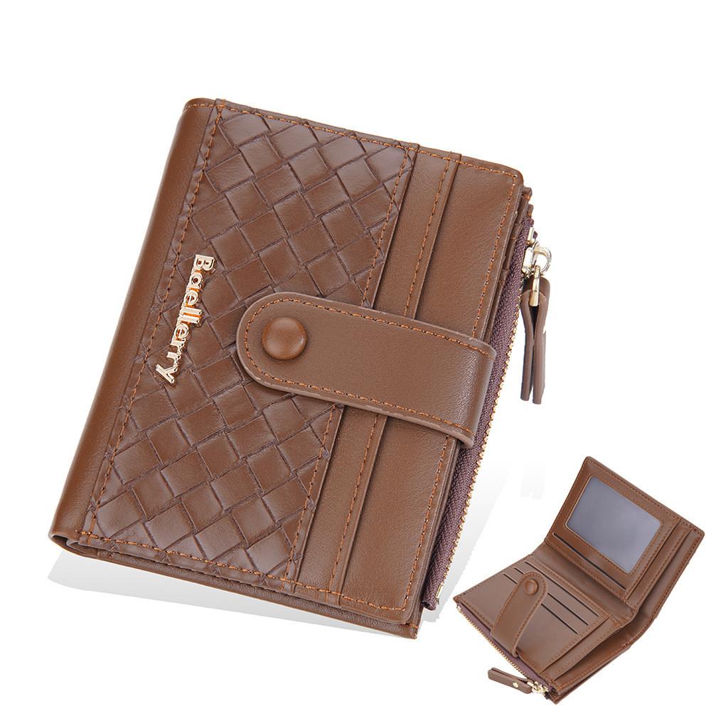 Pu Leather Womens Wallet With Woven Pattern And Zipper Closure For Daily Use