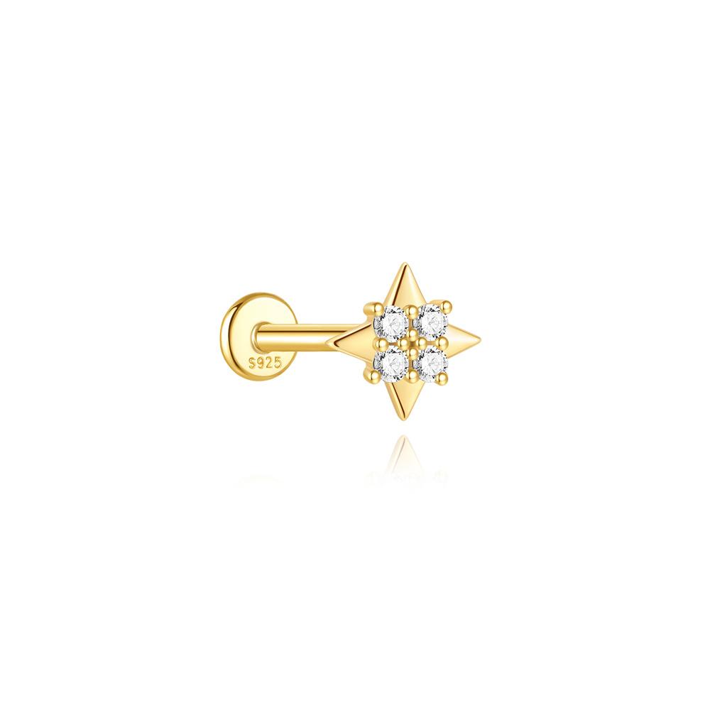 Aide 1pc 925 Silver Mini Zircon Thick Flat Screw Back Drop Earrings For Women K Gold Piercing Stud Earrings Jewelry