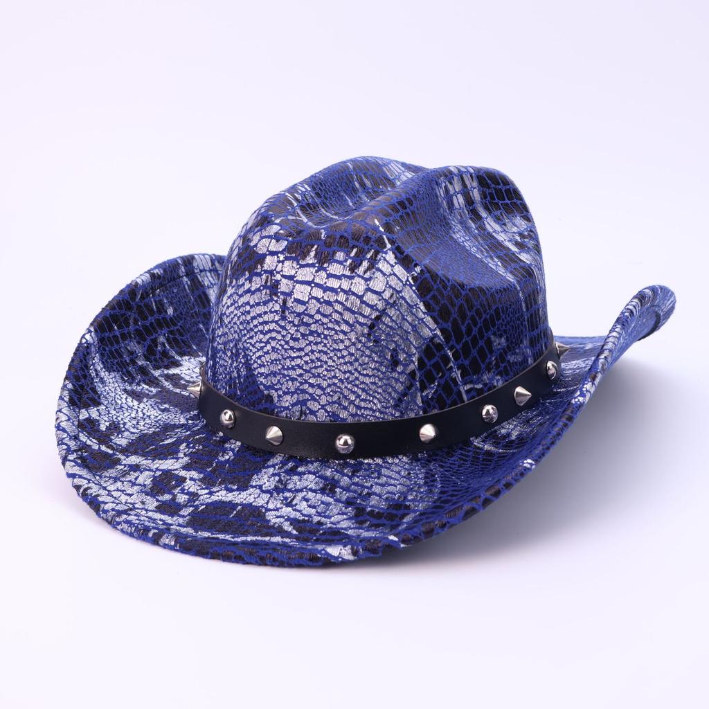 Hot-selling Versatile Snakeskin Jazz Hat Retro Casual Personality Western Cowboy Hat Outdoor Travel Roll Top Hat