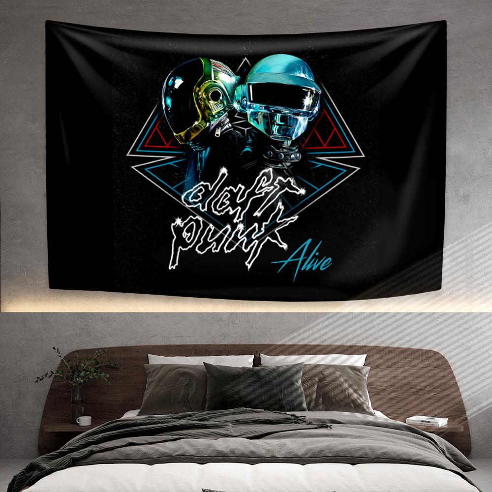 Daft Punks Tapiserie Elektronická Hudba Domácí Dekorace Nástěnná Závěsná Látka na Pozadí do Ložnice nebo Obývacího Pokoje Koncertní Dekorace