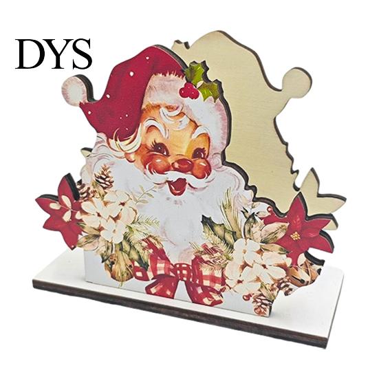 Christmas Party Table Decor Napkin Holder, Wooden Tissue Dispenser, Cute Santa Claus Xmas Standard Size Holder Tree Freestanding Cocktail for