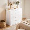 High Gloss 4-Drawer Chest of Drawers, Space-Saving Bedroom Storage Unit with Smooth Runners, White