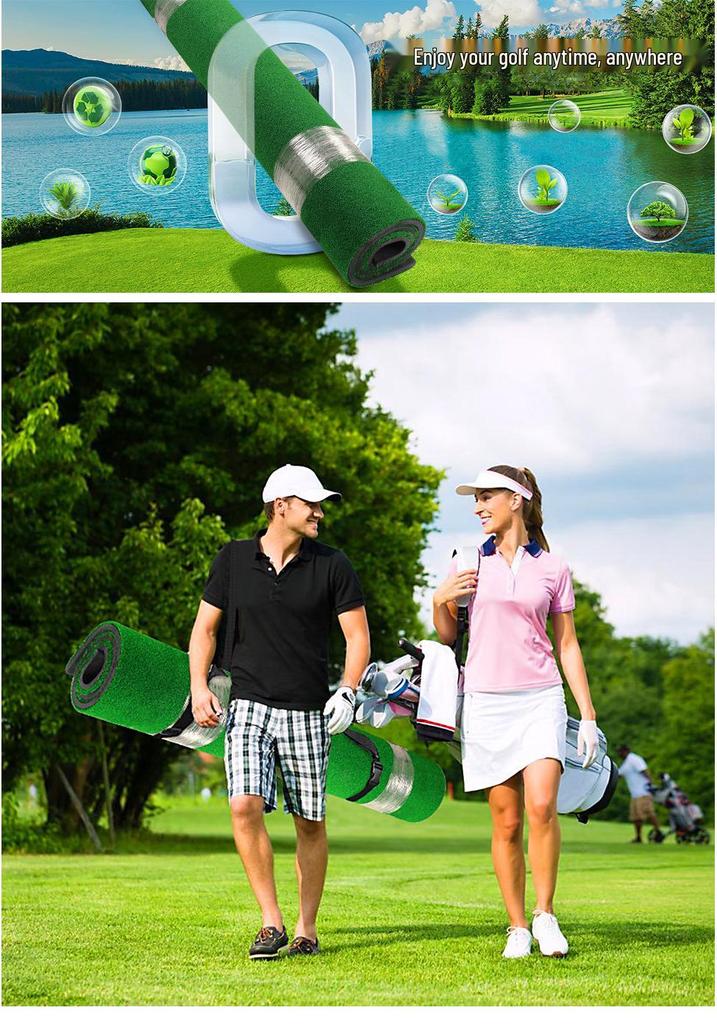 Portable Indoor Golf Practice Mat with Swing Cutting Stick and PP Golf Tee