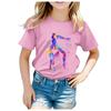 Stylisches Rundhals-T-Shirt mit Tanz-Print, Bunte kurzärmelige Sommer-Top für mittlere bis große Größen, Trendiger Cartoon-Baby-Sommerw