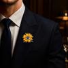 Alloy Floral Badge Rhinestone Sunflower Brooch, Decorative Lapel Pin for Men Jewelry Women, Accessory Coats Dresses Scarves Metal Flower