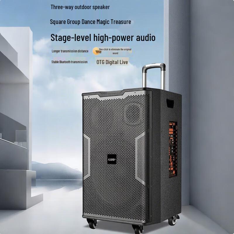 HKT-1255 12-inch Portable Bluetooth Trolley Speaker CN Plug (adapter Included) (CN Version)