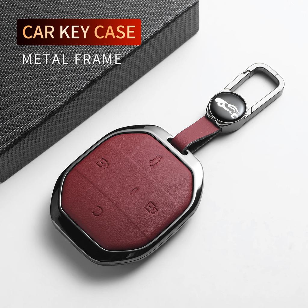 For Jetour Freer Freedom T2 Freer Traveller T1 2025 Leather Metal Car Smart Key Case Cover Fob Car Key Protection Shell Holder