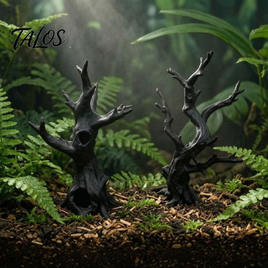 Artificial Dead Tree for Reptiles 2Pcs 3D Printed Jumping Spider Tree, Hiding Cave, Hermit Crab Climbing Decor Biodegradable Pla Tank Reptile Habitat