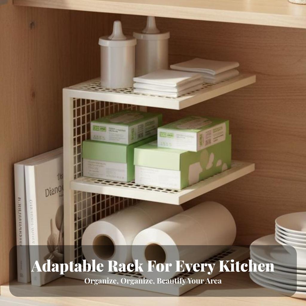 Wire Shelf Riser Space-Saving Freestanding Wire Rack Minimalist Design adaptable Use for Renters, Countertop, Pantry, Under Sink