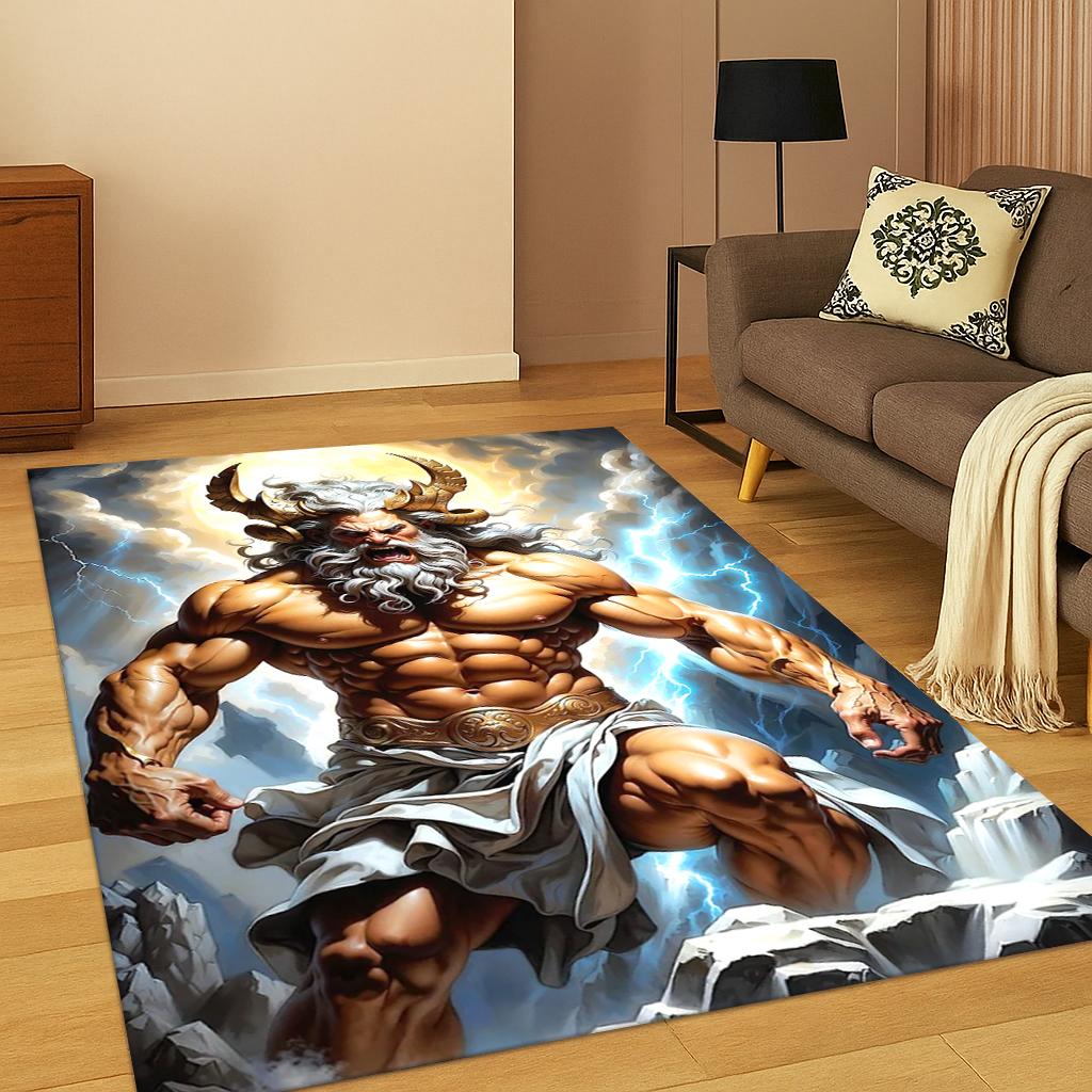 3D Viking Norse Mythology Odin Carpet Rug for Living Room Sofa Home Bedroom Kitchen Doormat Decor,Playroom Non-slip Floor Mat