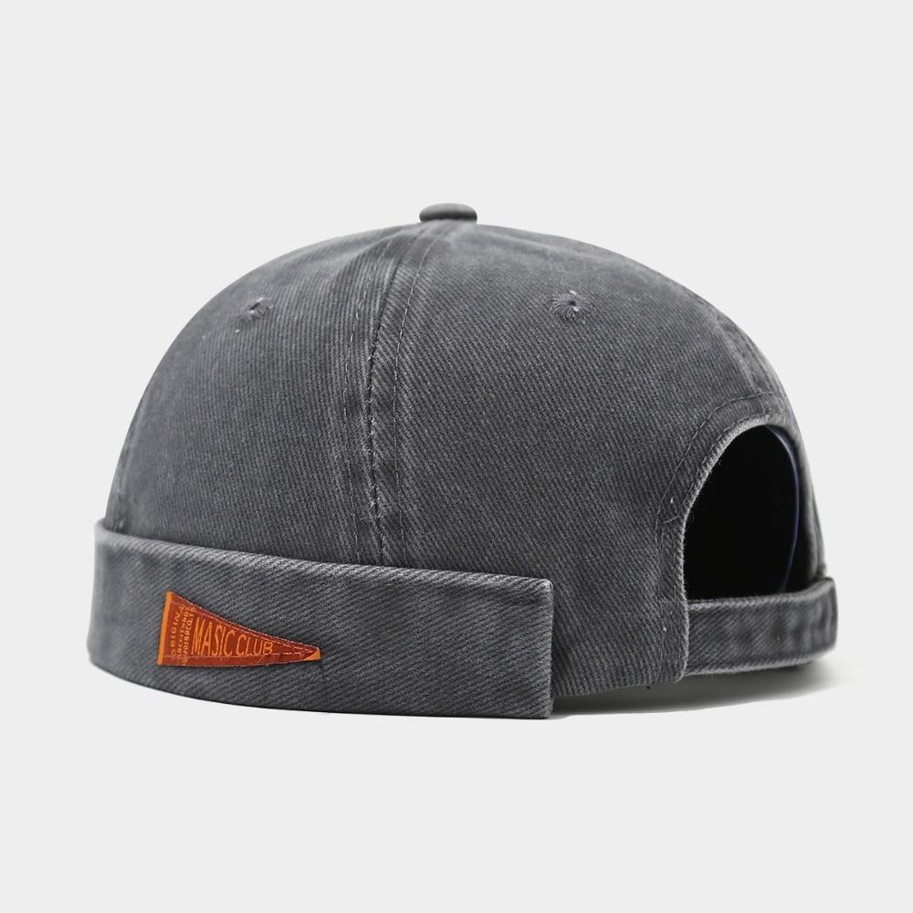 

Vintage Breathable Brimless Docker Cap Cotton Adjustable Hip Hop Hat Solid Color Vintage Dome Hat Man Women Unisex серый
