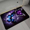 Non-Slip Bath Mat Suitable for Shower & Bathtub - Soft Flannel & Sponge with Non-Skid Backing, Machine Washable Purple Butterfly, Thick Cushioned for 