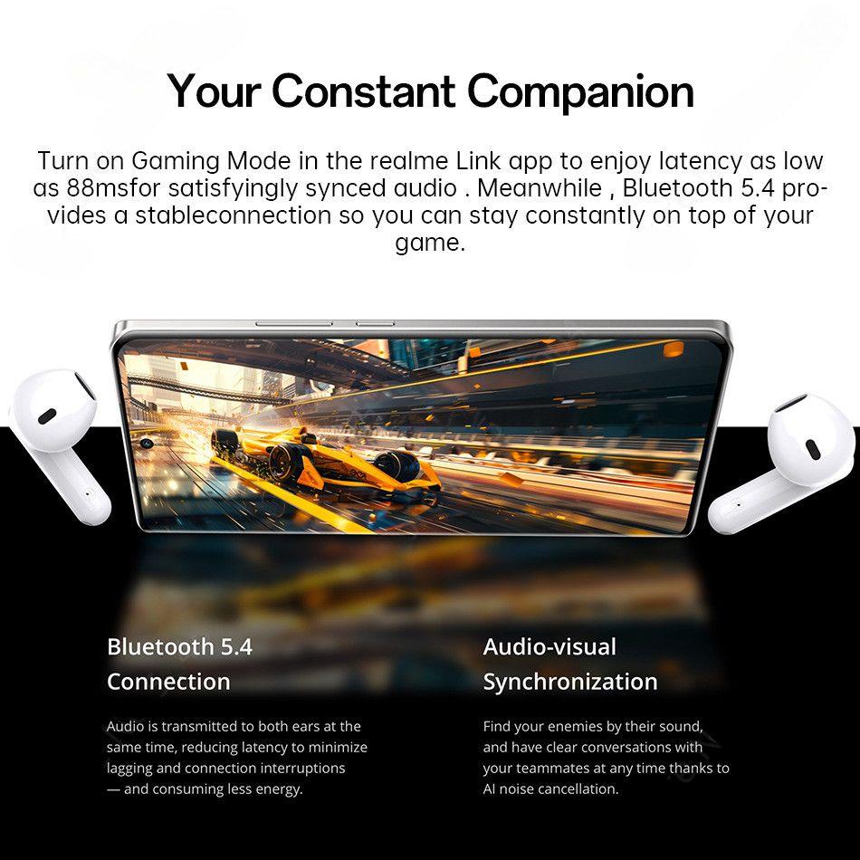 Realme Buds T01 True Wireless Kopfhörer AI Geräuschunterdrückung TWS Kopfhörer Bluetooth 5.4 28 Stunden Akkulaufzeit