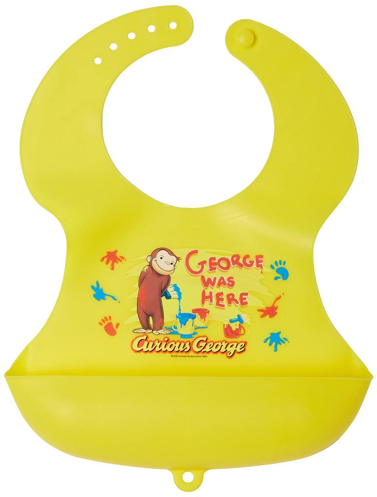 Skater Silicone Bib Mealtime 26 X Curious George Children's Apron, 35cm, Design, SBEP1-A