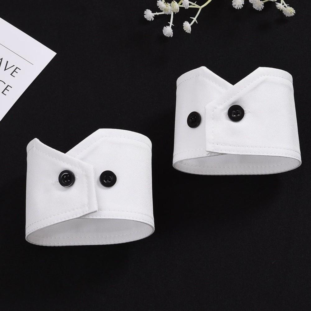 Elegant White Black False Wrist Cuffs Detachable Polyester False Collars Costume Accessory Black Button Shirt False Simple Cuffs