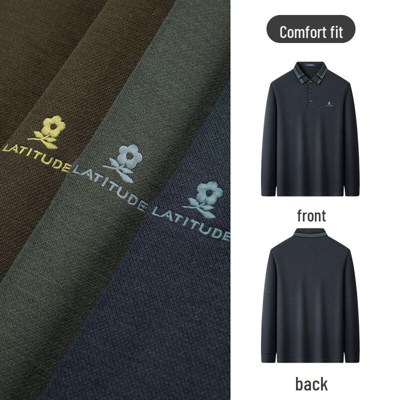 MONTAGUT Men's Long-Sleeve Wool Blend Polo Shirt