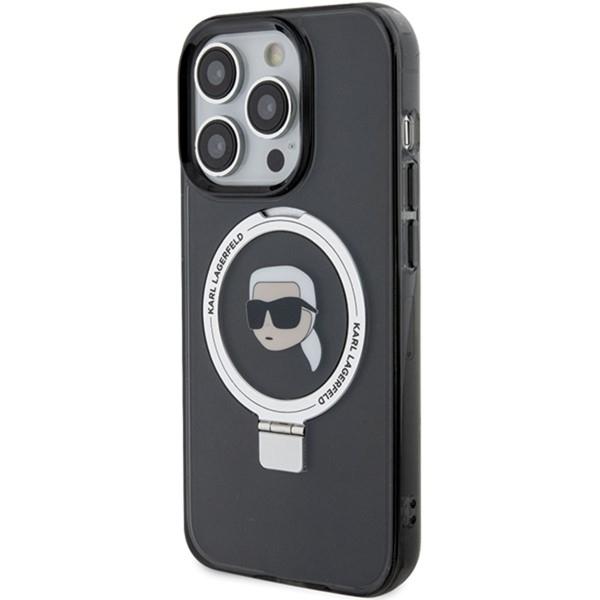 Karl Lagerfeld Klhmp15Lhmrskhk Iphone 15 Pro 6.1 Czarny/Black Hardcase Ring Stand Karl Head Magsafe
