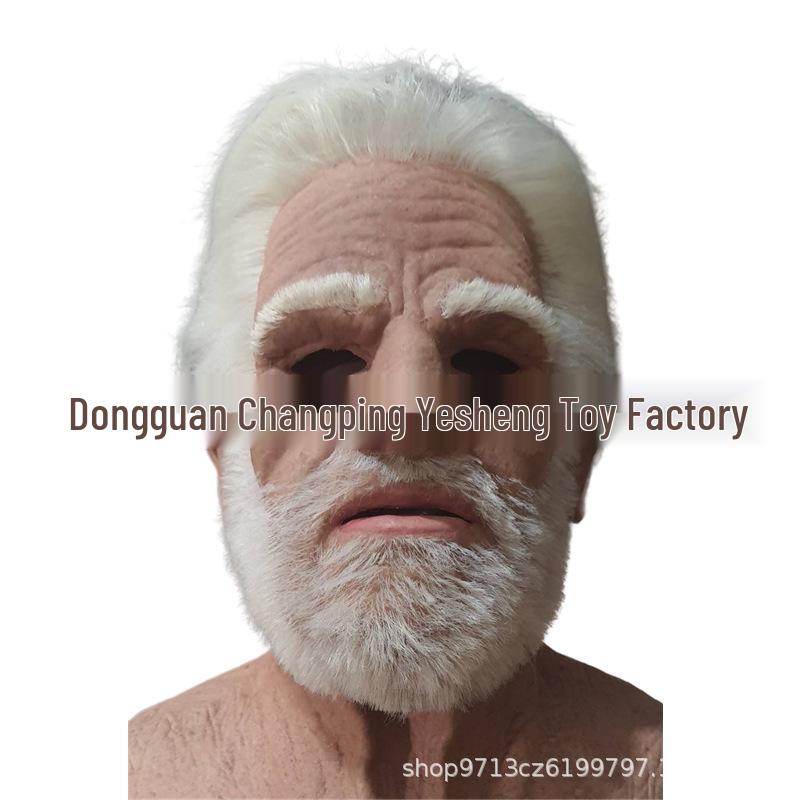 Halloween Latex Old Lady Bald Headgear Mask