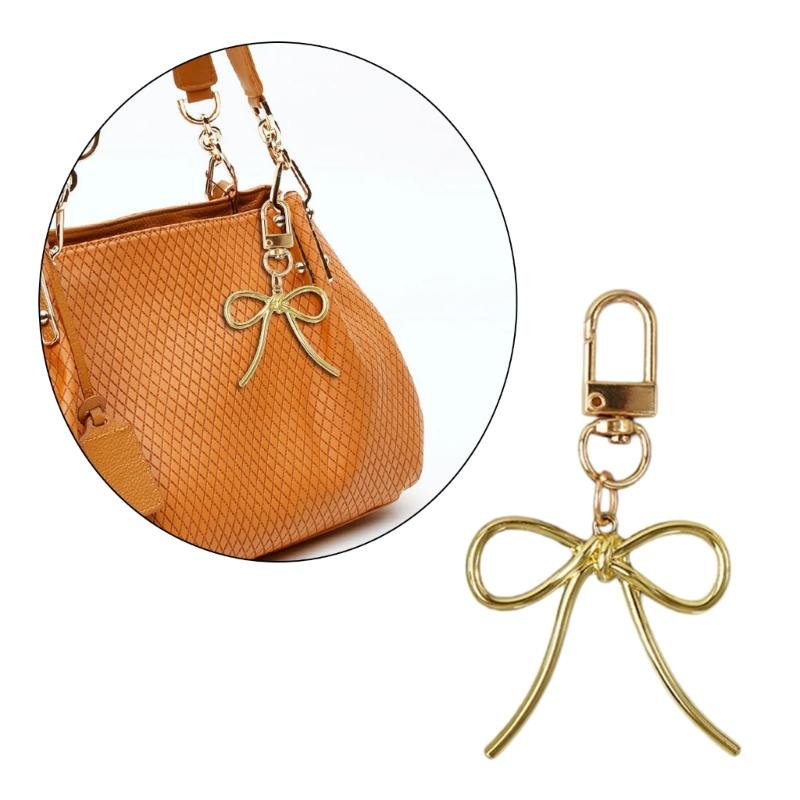 Delicate Keychain with Beaded Bowknot Phone Charm Unique Keyring Bag Pendant for Car Key Wallet Backpack Purse
