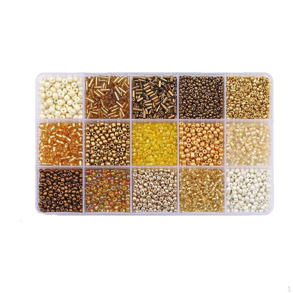 15 Colors Glass Beads Set for Bracelet Making Tube Kit Spacer Handcrafted DIY Craft