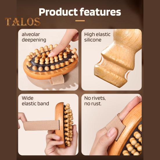 Holz Körpermassagebürste mit Handschlaufe Ergonomisch Männer Frauen Meridian Schulter Nacken Körper Anti-Cellulite Massagegerät Peelingbürste Guasha Werkzeug