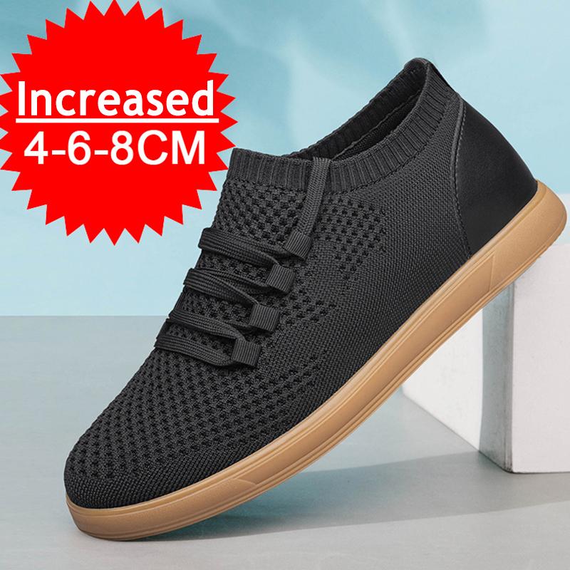 Fashion Men Elevator Shoes Breathable Mesh Height Increase Sneakers Shoes Sports Casual Shoes Invisible Inner Heightening 8cm Man Shoes