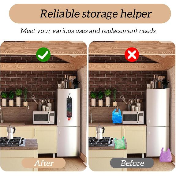 4 Pcs Plastic Bag Holder Hanging Storage Bags Recycling Mesh Bags Foldable Garbage Dispenser Organizer Breathable Washable Storage Trash Bag for