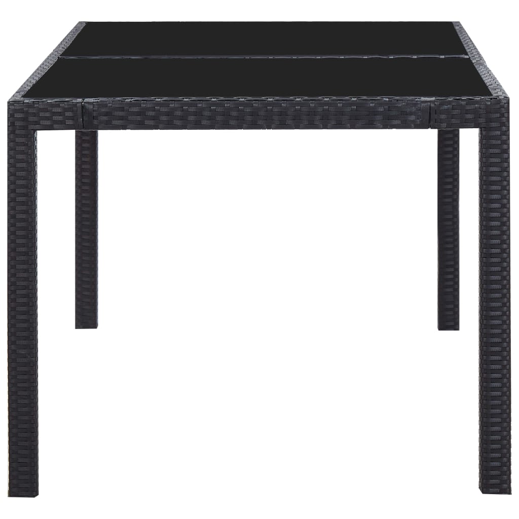 7 Piece Garden Dining Set Poly Rattan Black