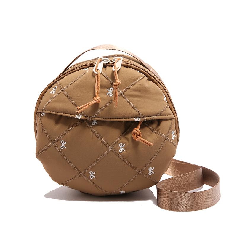 

Осенне-зимняя хлопковая одежда, сумочка, женская сумка-мессенджер, новый тренд, маленькая круглая сумка, универсальная простая маленькая сумка-мессенджер one size fits all коричневый