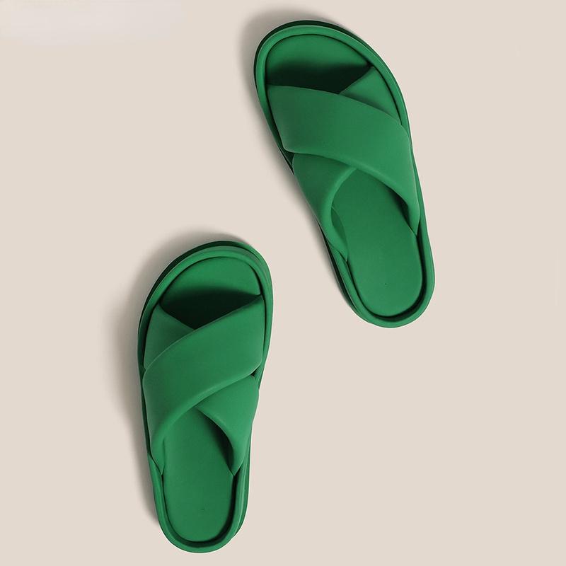 Dámské nazouváky Letní Módní S kříženými pásky Plochá Dovolená Plážové boty Žena Svrchní oděv Měkká kůže Otevřená špička Dámské pantofle