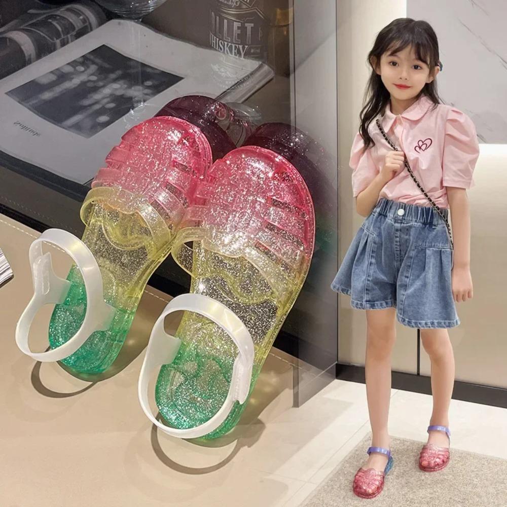 Summer Girls Sandals Crystal Jelly Shoes Glitter Butterfly Children Sandals Summer Baby Shoes Rome girl sandals