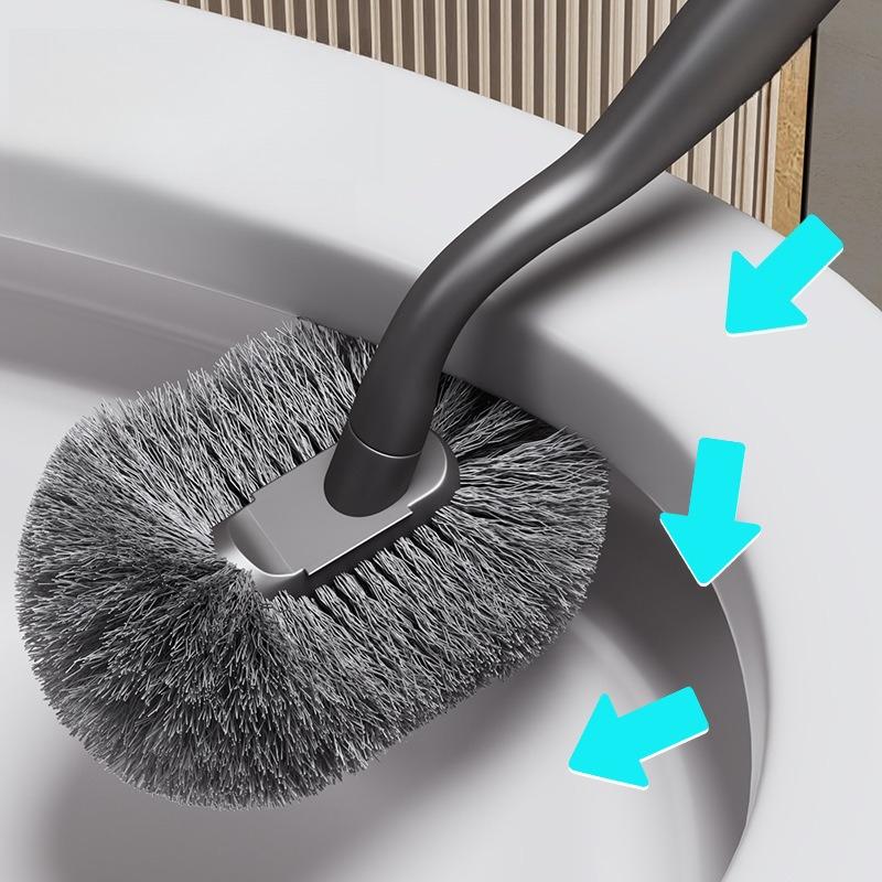 Wall-mounted Toilet Brush Home Set No Drilling Required Bathroom Toilet Brush Long Handle Cleaning Brush Gap-finding Tool